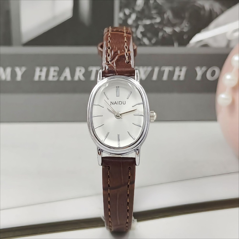 Luxury Watch Leather Strap - Modemerk Vrouwen Ovale Wijzerplaat Horloge Luxe