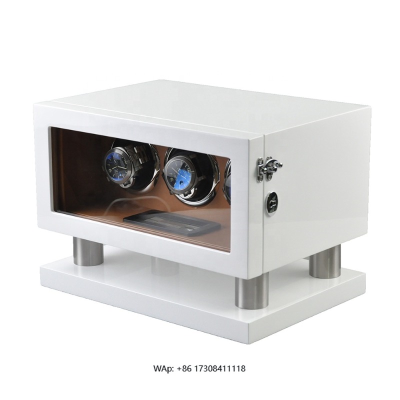 Luxury Watch Winder - Witte Bruine Lederen Controller Gyro Orbit