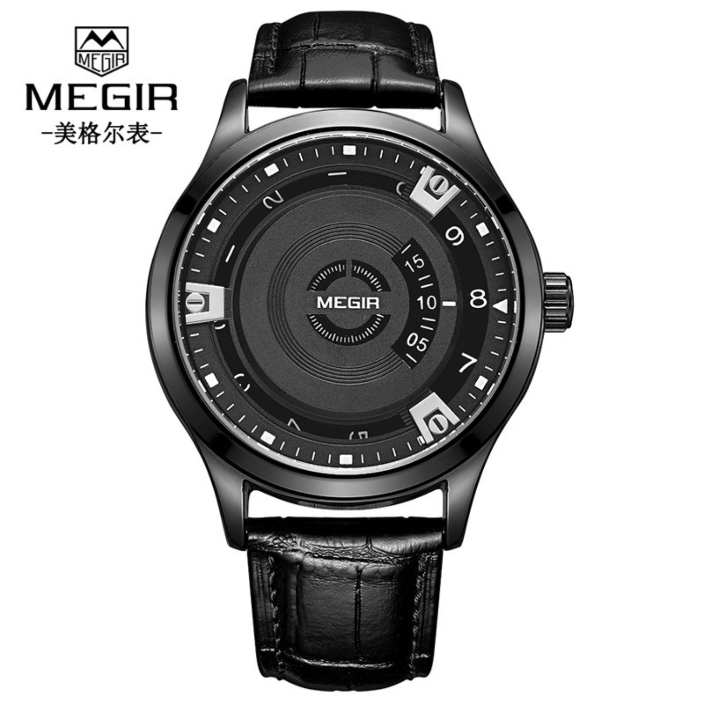 Luxury Watch Leather Strap - MEGIR Mannen Horloges Luxe Lederen Band