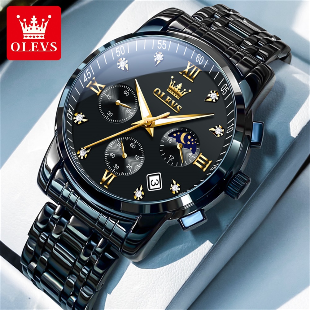Luxury Watch For Men - OLEVS Populaire herenhorloges roestvrij staal zwart
