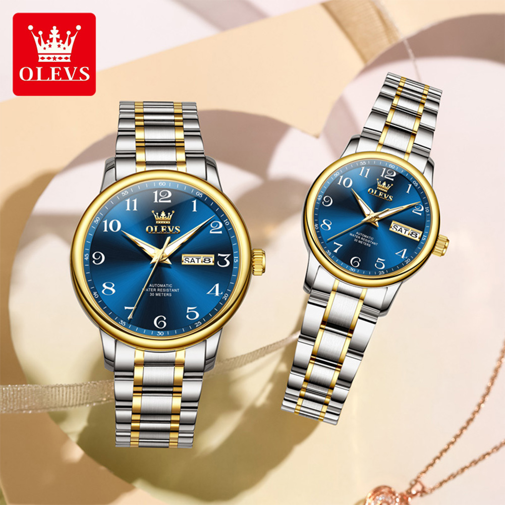 Luxury Watch With Arabic Numerals - OLEVS Origineel Paarhorloge 2 stuks Automatische