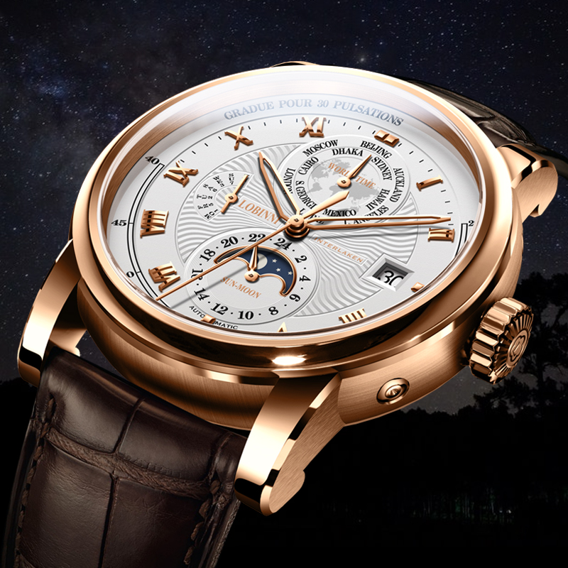 Luxury Watch Brands In World - Lobinni Mannen Horloge Luxe Merk Maanfase