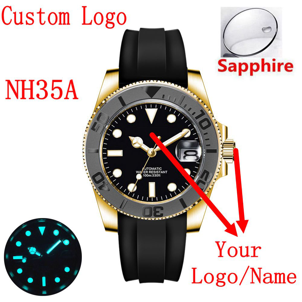 Luxury Watch Gold - Aangepast logo 40mLuxe NH35/Miyota Automatisch Mechanisch