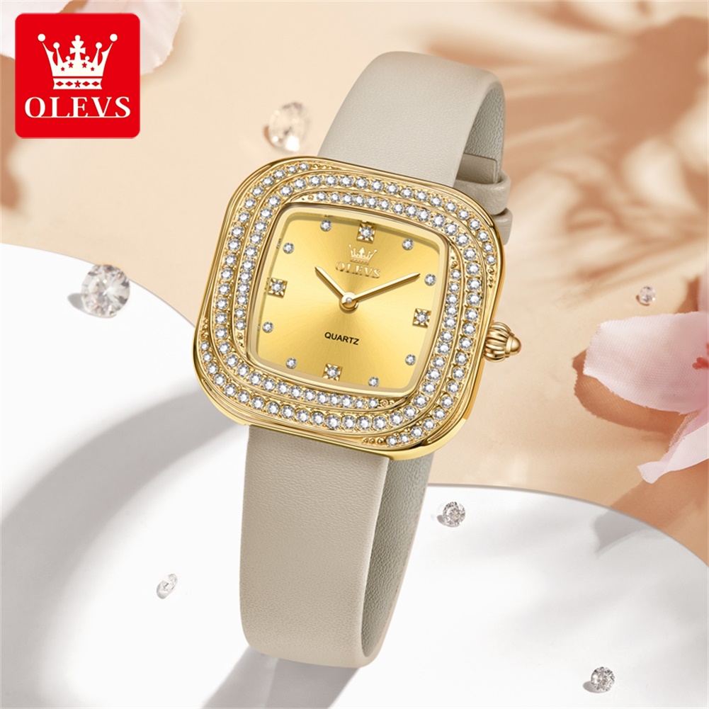 OLEVS Mode Dames Vierkant Quar - Luxury Watch Leather Strap recensie en prijs