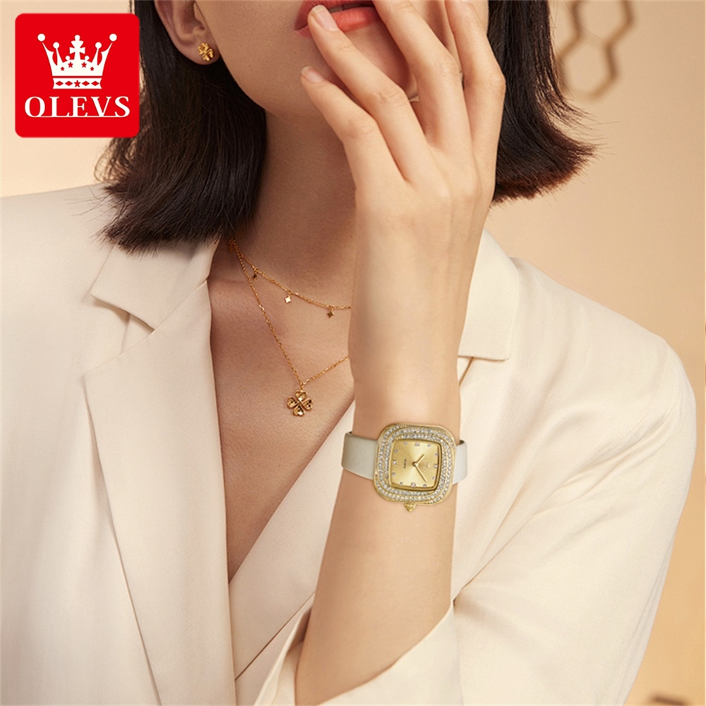 OLEVS Mode Dames Vierkant Quar - Luxury Watch Leather Strap recensie en prijs