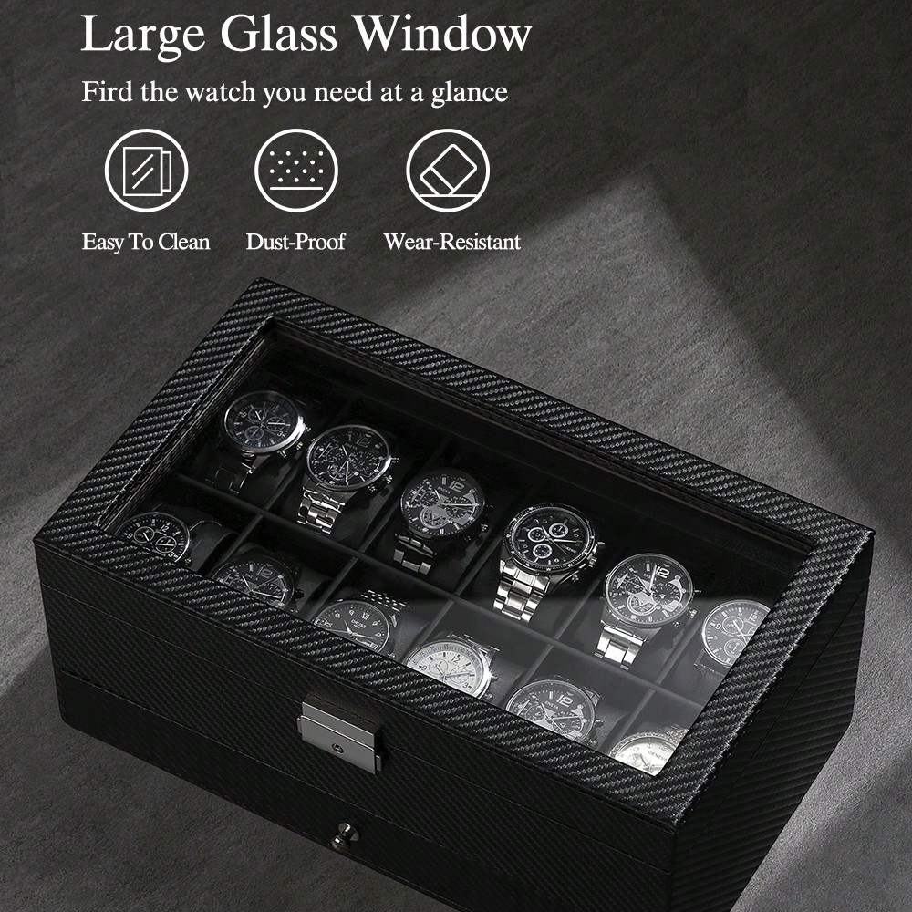 12-vakken lederen horlogebox m - Luxury Watch Tier recensie en prijs