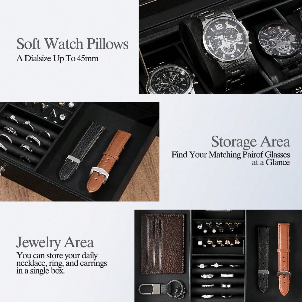 12-vakken lederen horlogebox m - Luxury Watch Tier recensie en prijs
